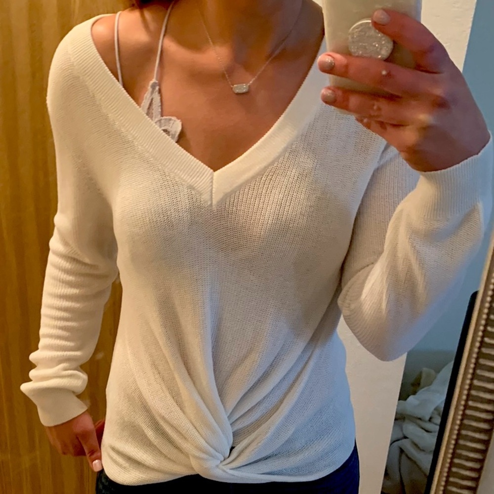 Nanamacs White Front Loop Sweater